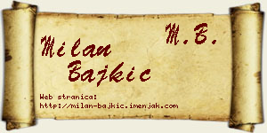 Milan Bajkić vizit kartica